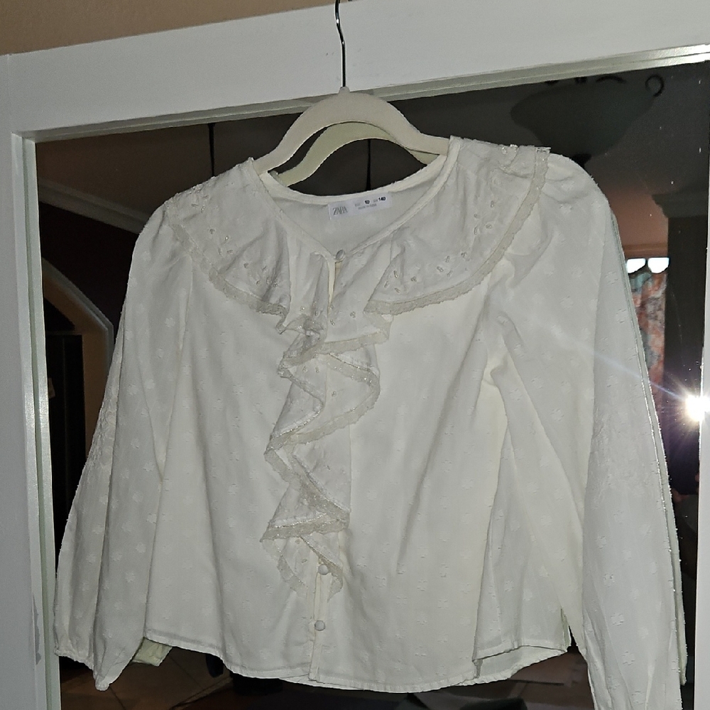 Zara Cream Ruffled Blouse